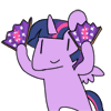 Size: 100x100 | Tagged: safe, artist:pohwaran, twilight sparkle, twilight sparkle (alicorn), alicorn, pony, animated, chibi, cute, dancing, fan, frame by frame, gif, gif for breezies, icon, picture for breezies, solo, twiabetes