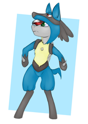 Size: 1489x2095 | Tagged: safe, artist:marsminer, oc, oc only, oc:knight fire, clothes, costume, lucario, pokémon, solo