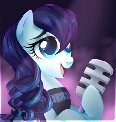 Size: 1476x1557 | Tagged: safe, artist:xnightmelody, coloratura, pony, the mane attraction, bust, female, mare, microphone, portrait, rara, singing, solo