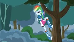 Size: 1920x1080 | Tagged: safe, screencap, rainbow dash, equestria girls, friendship games, pinkie spy (short), boots, clothes, shorts, skirt, socks, solo