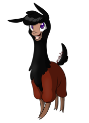 Size: 1083x1494 | Tagged: safe, artist:kourabiedes, paprika paca, alpaca, them's fightin' herds, alternate color palette, community related, crossover, fusion, kuzco, palette swap, solo, style emulation, the emperor's new groove