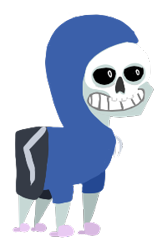 Size: 200x300 | Tagged: safe, artist:cynner, pony, bone, clothes, crossover, grin, hoodie, pointy ponies, sans (undertale), simple background, skeleton, smiling, solo, transparent background, undertale