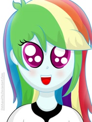 Size: 832x1108 | Tagged: safe, artist:dotaandme, rainbow dash, equestria girls, cute, dashabetes, happy, looking at you, solo