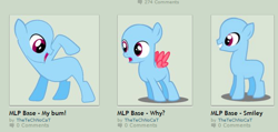 Size: 612x292 | Tagged: safe, artist:thetechnocat, screencap, bases, colt, deviantart, filly, flank, gasp, grin, looking back, pointing, presenting, smiling, wingboner, wings, writing