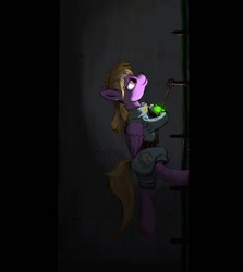 Size: 912x1024 | Tagged: safe, artist:eriada, oc, oc only, oc:dazzling "dodo" dusk, fallout equestria, fallout equestria: the fossil, climbing, ladder, pipbuck, solo