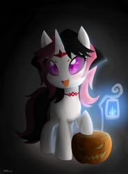 Size: 2893x3925 | Tagged: safe, artist:potzm, oc, oc only, oc:eawy, pony, unicorn, female, filly, halloween