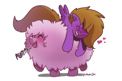 Size: 1000x665 | Tagged: safe, artist:crikeydave, oc, oc only, oc:befish, oc:fluffle puff, blushing, cute, heart