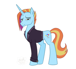 Size: 2140x1939 | Tagged: safe, artist:stagetechyart, sassy saddles, rule 63, sassy saddles' cutie mark, savvy stirrups, solo