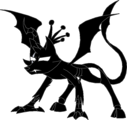 Size: 712x672 | Tagged: safe, artist:rexlupin, changeling, draconequus, alternate design, angry face, battle stance, bec noir, crossover, crown, draconequified, homestuck, jack noir, no missing body parts, solo, species swap