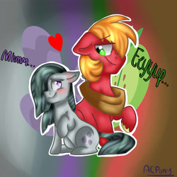 Size: 4000x4000 | Tagged: safe, artist:artistcoolpony, big macintosh, marble pie, earth pony, pony, male, marblemac, shipping, stallion, straight