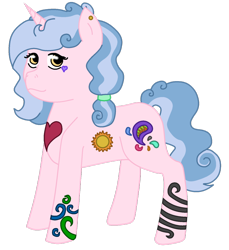 Size: 1024x1118 | Tagged: safe, artist:wolfcrestsox5x, oc, oc only, oc:dazzle, ear piercing, offspring, parent:pinkie pie, parent:pokey pierce, parents:pokeypie, piercing, solo, tattoo