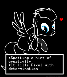 Size: 1024x1178 | Tagged: safe, artist:pixel3000nerd, oc, oc:pixel codec, pegasus, pony, flying, smiling, spread wings, undertale, vector