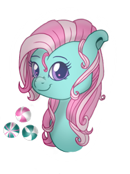 Size: 768x1024 | Tagged: safe, artist:php76, minty, g3, bust, cutie mark, looking at you, portrait, simple background, smiling, solo, transparent background