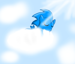 Size: 1400x1200 | Tagged: safe, artist:wild-canyon, classic sonic, cloud, eyes closed, ponified, sleeping, sonic the hedgehog, sonic the hedgehog (series)