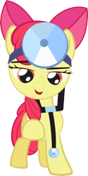 Size: 1132x2263 | Tagged: safe, artist:rainihorn, apple bloom, bedroom eyes, doctor, head mirror, offscreen character, pov, simple background, solo, stethoscope, transparent background, vector