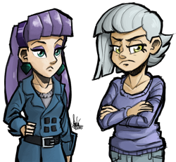 Size: 700x646 | Tagged: safe, artist:theartrix, limestone pie, maud pie, human, hearthbreakers, duo, duo female, female, humanized, pie sisters, siblings, sisters