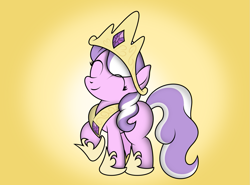 Size: 1181x875 | Tagged: safe, artist:ideltavelocity, diamond tiara, accessory swap, crown, cute, diamondbetes, missing cutie mark, necklace, smiling, solo