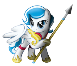 Size: 959x833 | Tagged: safe, artist:ikuvaito, oc, oc only, oc:winterspear, armor, determined, guardsmare, royal guard, smiling, solo, spear, weapon