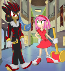 Size: 626x680 | Tagged: safe, artist:urhangrzerg, equestria girls, amy rose, canterlot high, crossover, equestria girls-ified, shadow the hedgehog, sonic the hedgehog (series)