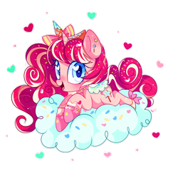 Size: 1000x1000 | Tagged: safe, artist:ipun, oc, oc only, oc:sugar ella, pony, unicorn, blushing, bow, bracelet, female, hair bow, heart, heart eyes, jewelry, looking at you, mare, necklace, open mouth, simple background, smiling, solo, transparent background, wingding eyes