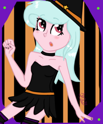 Size: 450x540 | Tagged: safe, artist:apple-jazzy, oc, oc only, oc:starty star, :o, clothes, cute, nail polish, socks, solo, striped socks, witch