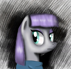 Size: 1882x1831 | Tagged: safe, artist:markiz707, maud pie, earth pony, pony, clothes, female, gray coat, mare, purple mane, solo