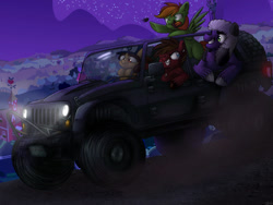 Size: 1024x768 | Tagged: safe, artist:ibsn, oc, oc only, car, jeep, night