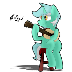 Size: 1024x1024 | Tagged: safe, artist:aidraws, guyra, lyra heartstrings, guitar, rule 63, solo