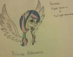 Size: 1600x1251 | Tagged: safe, artist:neonaarts, artist:toybonnieis2fab4u, oc, oc only, oc:astaeus, oc:astraeus, glasses, offspring, parent:flash sentry, parent:twilight sparkle, parents:flashlight, solo, traditional art