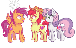 Size: 950x600 | Tagged: safe, artist:pewycert, apple bloom, scootaloo, sweetie belle, crusaders of the lost mark, cutie mark, cutie mark crusaders, hat, the cmc's cutie marks