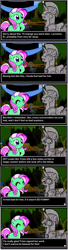 Size: 386x1417 | Tagged: safe, artist:marcusmaximus, minty, cockatrice, blimp, comic, everfree forest, fresh minty adventure, game, petrification, pony platforming project, royal guard, statue