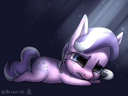 Size: 480x360 | Tagged: safe, artist:arceus55, diamond tiara, crying, cute, diamondbetes, missing accessory, sad, solo, the pony i want to be