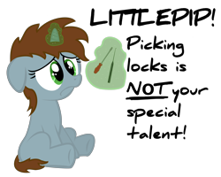 Size: 5000x4000 | Tagged: safe, artist:psalmie, oc, oc only, oc:littlepip, pony, unicorn, fallout equestria, absurd resolution, cute, fanfic, fanfic art, female, filly, floppy ears, foal, glowing horn, hooves, horn, levitation, magic, pipabetes, screwdriver, simple background, sitting, solo, telekinesis, text, transparent background, younger