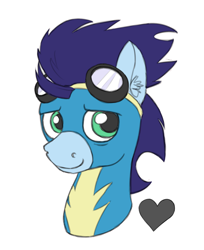 Size: 1000x1224 | Tagged: safe, artist:dr-waveband, soarin', pegasus, pony, bust, heart, male, portrait, solo, stallion, wonderbolts uniform