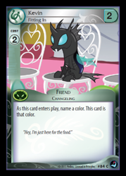 Size: 358x500 | Tagged: safe, kevin (changeling), changeling, card, ccg, chair, enterplay, high magic, sitting, solo, thanks m.a. larson