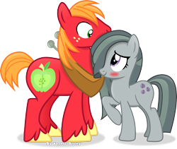 Size: 3992x3374 | Tagged: safe, artist:vector-brony, big macintosh, marble pie, earth pony, pony, hearthbreakers, male, marblemac, shipping, simple background, stallion, straight, transparent background, vector