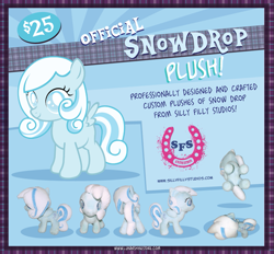 Size: 863x800 | Tagged: safe, artist:lunarshinestore, artist:sillyfillystudios, oc, oc only, oc:snowdrop, advertisement, cute, irl, photo, plushie, snowdrop (animation)