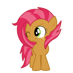 Size: 1000x1000 | Tagged: safe, artist:luckyclau, babs seed, alternate hairstyle, alternate universe, one eye closed, solo