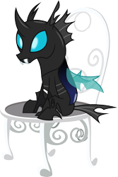 Size: 3553x5305 | Tagged: safe, artist:v0jelly, kevin (changeling), changeling, slice of life (episode), chair, simple background, sitting, solo, transparent background, vector