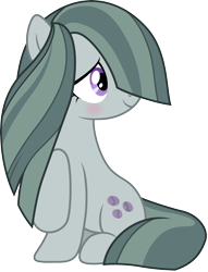 Size: 3200x4182 | Tagged: safe, artist:djdavid98, artist:jeatz-axl, marble pie, pony, hearthbreakers, .ai available, blushing, cute, hair over one eye, looking back, raised hoof, simple background, sitting, smiling, solo, transparent background, vector