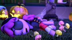 Size: 4096x2304 | Tagged: safe, artist:gen-ma, berry punch, berryshine, 2015, 3d, absurd resolution, background pony, clothes, crossover, drunk, eyepatch, eyes closed, happy nightmare night, jack-o-lantern, nightmare night, open mouth, solo, source filmmaker, team fortress 2, theme