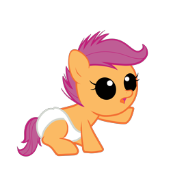 Size: 3000x3000 | Tagged: safe, artist:zigrock, scootaloo, pony, baby, baby pony, diaper, foal, simple background, transparent background, vector, wingless