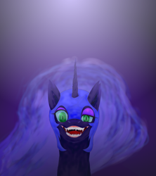 Size: 2471x2781 | Tagged: safe, artist:sasho1223, nightmare moon, alicorn, pony, bust, female, looking at you, mare, portrait, smiling, solo