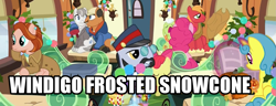 Size: 1359x521 | Tagged: safe, screencap, big macintosh, earth pony, pony, hearthbreakers, conductor, conductor pony, home alone, image macro, male, meme, neighl page, planes trains and automobiles, stallion, steve martin, train