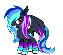 Size: 1024x886 | Tagged: safe, artist:deonna2018, oc, oc only, oc:crystal shine bat, bat pony, pony, bat pony oc, coat markings, female, mare, multicolored hair, simple background, solo, transparent background