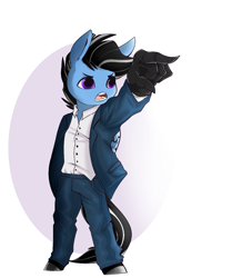 Size: 1133x1300 | Tagged: safe, artist:blah-blah-turner, oc, oc only, oc:silver lining, anthro, hippogriff, chibi, clothes, commission, lawyer, pose, reference, suit