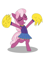 Size: 774x1032 | Tagged: safe, artist:laserbiskit, cheerilee, pony, the cart before the ponies, bipedal, cheerileeder, cheerleader, eyes closed, pom pom, simple background, smiling, solo, transparent background