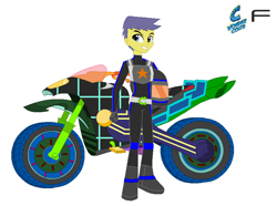 Size: 874x652 | Tagged: safe, artist:karalovely, comet tail, equestria girls, friendship games, background human, motorcross, motorcross outfit, motorcycle, wondercolts