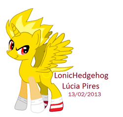 Size: 678x645 | Tagged: safe, artist:lonichedgehog, alicorn, pony, ponified, simple background, solo, sonic the hedgehog (series), super sonic, white background