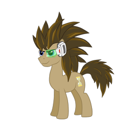 Size: 1920x1920 | Tagged: safe, artist:doktorwhooves, doctor whooves, pony, alternate hairstyle, crossover, dragon ball z, male, scouter, simple background, solo, stallion, super saiyan, transparent background